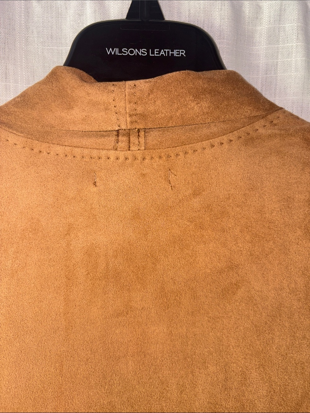 Max Studio Camel Faux Suede Open-Front Draped Trench Coat - Picture 10 of 10
